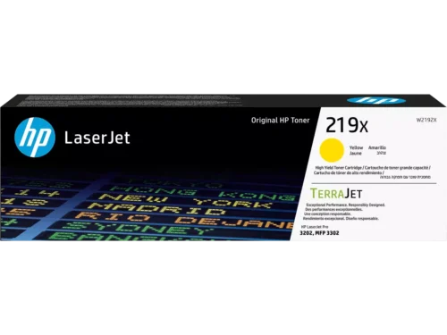 De HP 219X originele high-capacity gele LaserJet-tonercartridge levert scherpe, levendige afdrukken met een hoge opbrengst tot 2500 pagina’s. Deze gele