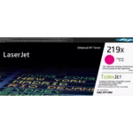 De HP 219X originele high-capacity magenta LaserJet-tonercartridge levert scherpe, levendige afdrukken en gaat tot 2500 pagina’s mee. Deze magenta toner