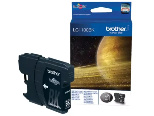 Brother LC1100BK. Type zwarte inkt: Inkt op pigmentbasis, Type aanbod: Enkele verpakking, Paginaopbrengst gekleurde inkt: 450 pagina’s, Printkleuren: Zwart, Aantal