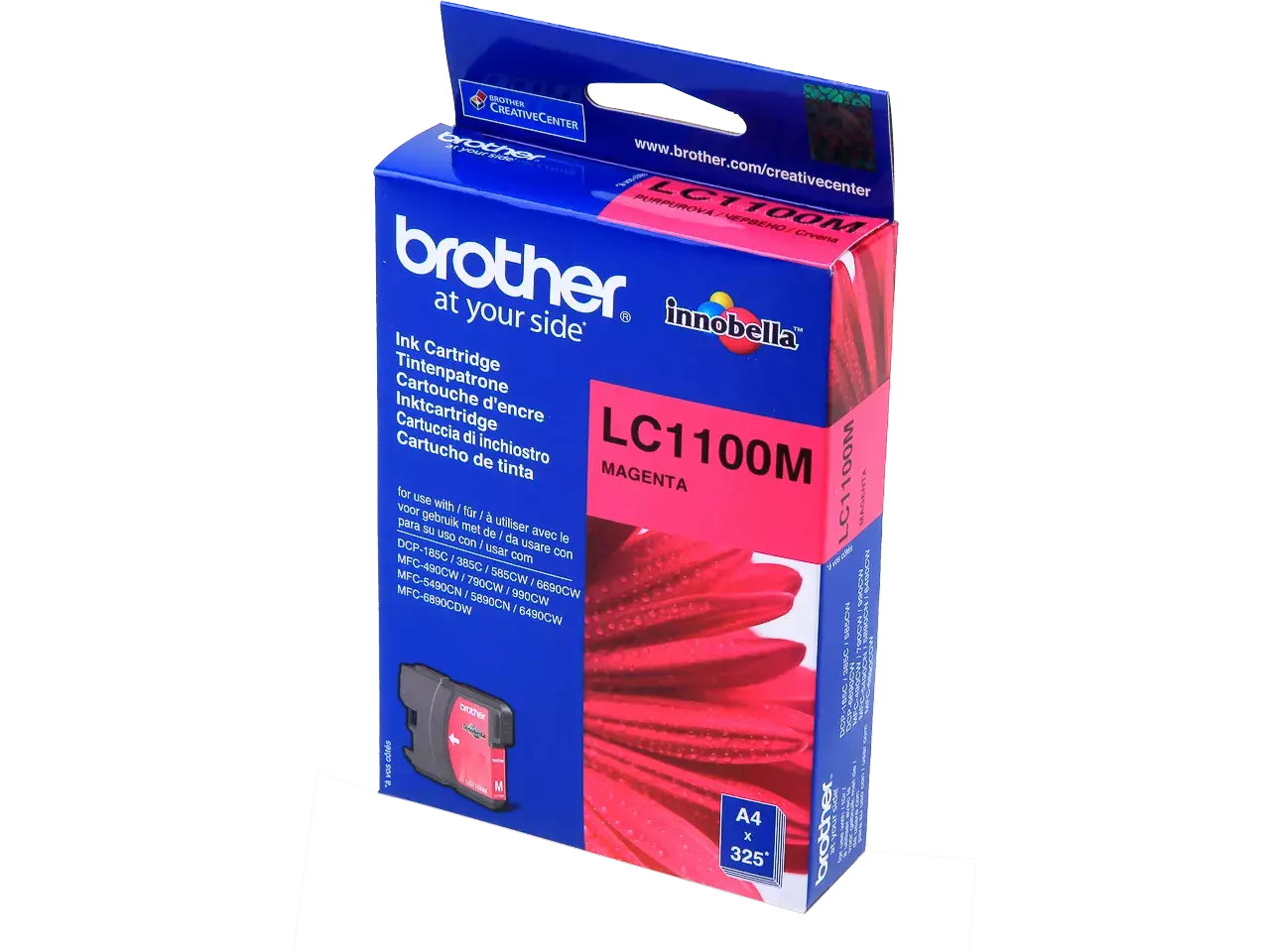 LC1100M BROTHER MFC Inkt magenta ST 325 pagina’s Brother LC1100M. Type kleureninkt: Inkt op pigmentbasis, Type aanbod: Enkele verpakking, Paginaopbrengst gekleurde inkt: 325 pagina’s, Printkleuren: Magenta, Aantal per