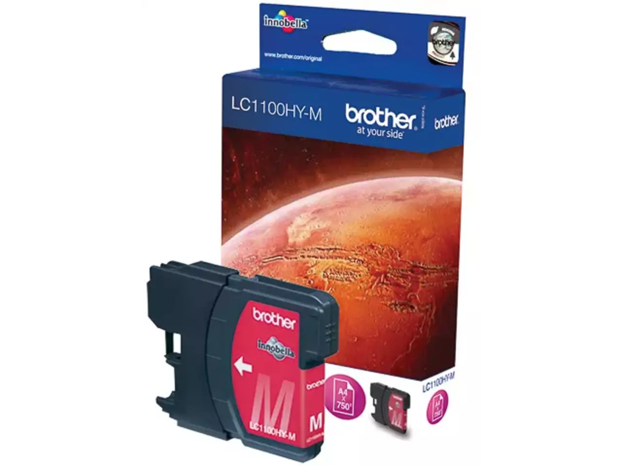LC1100HYM BROTHER MFC Inkt magenta HC 750pagina’s Brother LC1100HYM. Type kleureninkt: Inkt op pigmentbasis, Inkjet Cartridge Type: Hoog (XL) rendement, Type aanbod: Enkele verpakking, Paginaopbrengst gekleurde inkt: