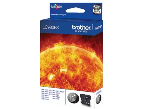Brother LC980BK. Type zwarte inkt: Inkt op pigmentbasis, Type aanbod: Enkele verpakking, Printkleuren: Zwart, Aantal per verpakking: 1 stuk(s), Paginaopbrengst