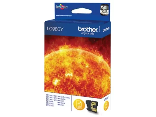 Brother LC980Y. Type kleureninkt: Inkt op pigmentbasis, Type aanbod: Enkele verpakking, Paginaopbrengst gekleurde inkt: 260 pagina’s, Printkleuren: Geel, Aantal per
