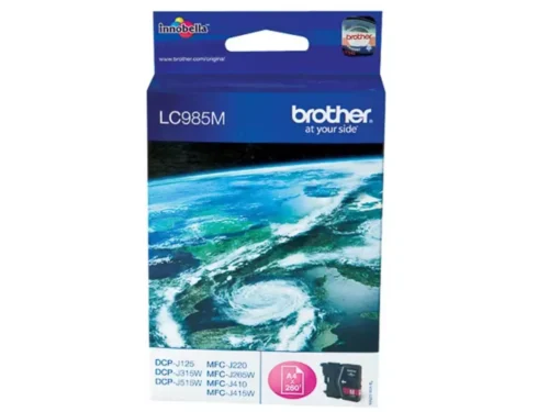 Brother LC985M. Type kleureninkt: Inkt op pigmentbasis, Type aanbod: Enkele verpakking, Paginaopbrengst gekleurde inkt: 260 pagina’s, Printkleuren: Magenta, Aantal per