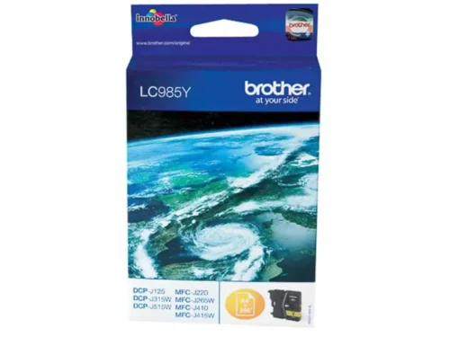 Brother LC985Y. Type kleureninkt: Inkt op pigmentbasis, Type aanbod: Enkele verpakking, Paginaopbrengst gekleurde inkt: 260 pagina’s, Printkleuren: Geel, Aantal per