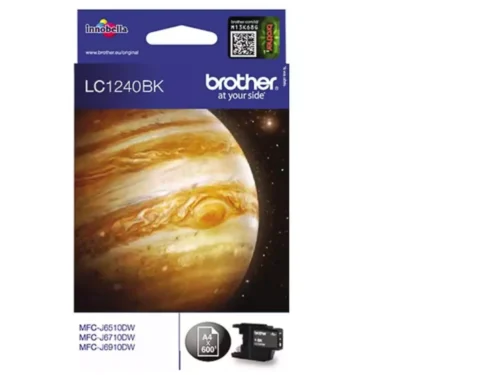 Brother LC1240BK Inktcartridge, Zwart. Type zwarte inkt: Inkt op pigmentbasis, Type aanbod: Enkele verpakking, Paginaopbrengst gekleurde inkt: 600 pagina’s, Printkleuren: