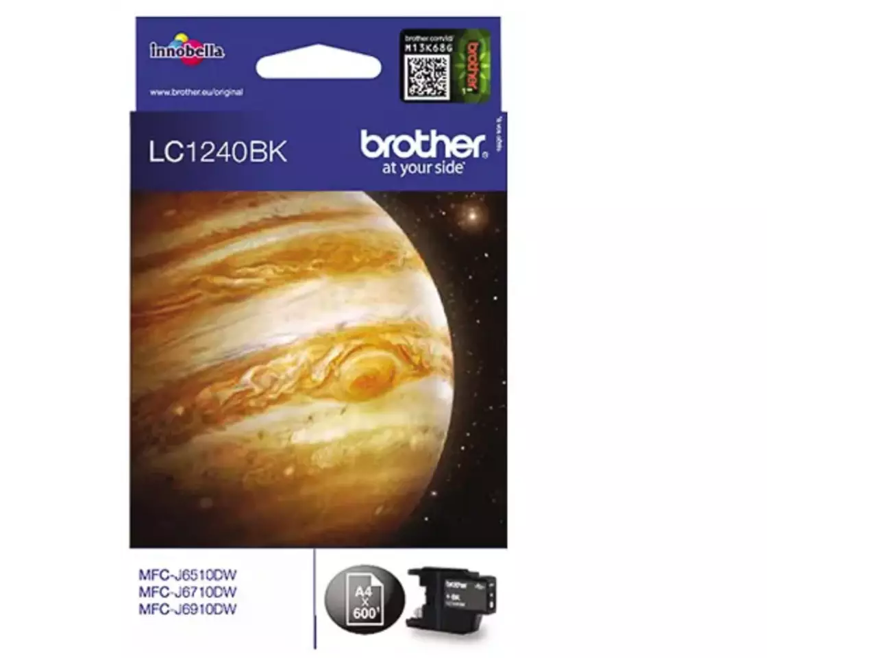 LC1240BK BROTHER MFC Inkt zwart 600 pagina’s Brother LC1240BK Inktcartridge, Zwart. Type zwarte inkt: Inkt op pigmentbasis, Type aanbod: Enkele verpakking, Paginaopbrengst gekleurde inkt: 600 pagina’s, Printkleuren: