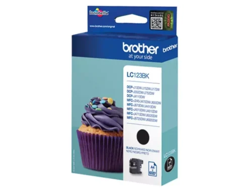 Brother LC123BK. Type zwarte inkt: Inkt op pigmentbasis, Type aanbod: Enkele verpakking, Printkleuren: Zwart, Aantal per verpakking: 1 stuk(s), Paginaopbrengst
