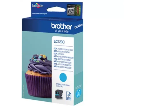 Brother LC123C. Type aanbod: Enkele verpakking, Paginaopbrengst gekleurde inkt: 600 pagina’s, Printkleuren: Cyaan, Aantal per verpakking: 1 stuk(s), Voor Printer:
