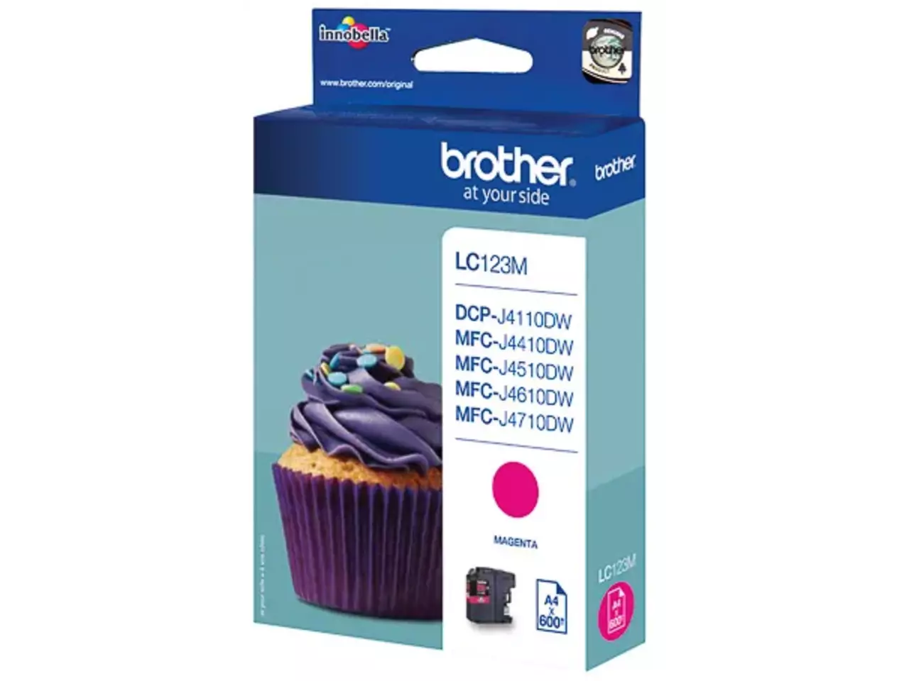 LC123M BROTHER MFC Inkt magenta ST 600 pagina’s Brother LC123M. Type kleureninkt: Inkt op pigmentbasis, Type aanbod: Enkele verpakking, Paginaopbrengst gekleurde inkt: 600 pagina’s, Printkleuren: Magenta, Aantal per