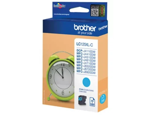 Brother LC-125XLC. Type aanbod: Enkele verpakking, Paginaopbrengst gekleurde inkt: 1200 pagina’s, Printkleuren: Cyaan, Aantal per verpakking: 1 stuk(s), Voor Printer: