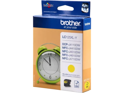 Brother LC-125XLY. Type aanbod: Enkele verpakking, Paginaopbrengst gekleurde inkt: 1200 pagina’s, Printkleuren: Geel, Aantal per verpakking: 1 stuk(s), Voor Printer: