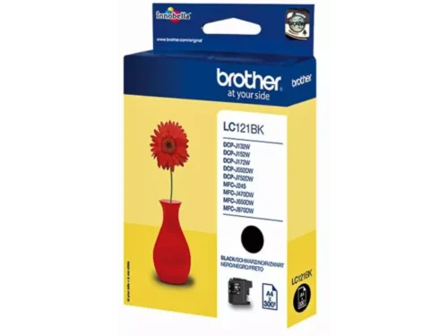 Brother LC-121BK Inktcartridge Zwart. Type zwarte inkt: Inkt op pigmentbasis, Type aanbod: Enkele verpakking, Printkleuren: Zwart, Aantal per verpakking: 1