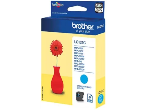 Brother LC121C. Type aanbod: Enkele verpakking, Paginaopbrengst gekleurde inkt: 300 pagina’s, Printkleuren: Cyaan, Aantal per verpakking: 1 stuk(s), Voor Printer: