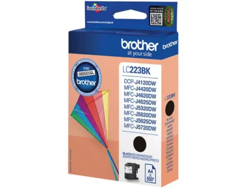 Brother LC-223BK. Type aanbod: Enkele verpakking, Printkleuren: Zwart, Aantal per verpakking: 1 stuk(s), Paginaopbrengst zwarte inkt: 550 pagina’s, Voor Printer: