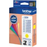 Brother LC223Y. Type kleureninkt: Inkt op pigmentbasis, Type aanbod: Enkele verpakking, Paginaopbrengst gekleurde inkt: 550 pagina’s, Printkleuren: Geel, Aantal per