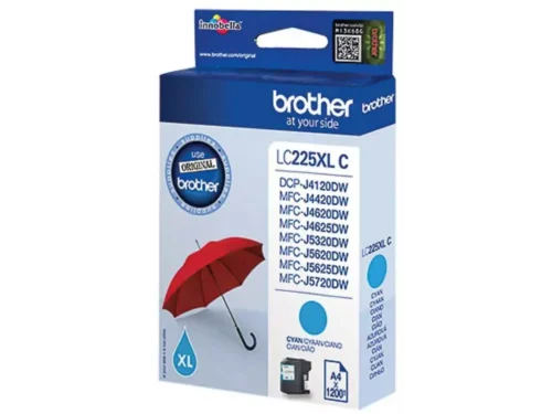 Brother LC225XLC. Inkjet Cartridge Type: Hoog (XL) rendement, Type aanbod: Enkele verpakking, Paginaopbrengst gekleurde inkt: 1200 pagina’s, Printkleuren: Cyaan, Aantal