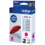 Brother LC225XLM. Type kleureninkt: Inkt op pigmentbasis, Type aanbod: Enkele verpakking, Paginaopbrengst gekleurde inkt: 1200 pagina’s, Printkleuren: Magenta, Aantal per