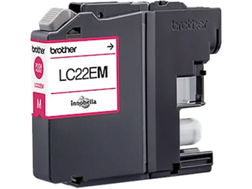 Brother LC22EM. Type kleureninkt: Inkt op pigmentbasis, Type aanbod: Enkele verpakking, Paginaopbrengst gekleurde inkt: 1200 pagina’s, Printkleuren: Magenta, Aantal per