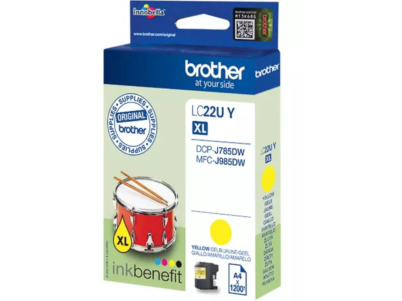 170005440178.webp LC22UY BROTHER MFC Inkt geel 1200 pagina's - Afbeelding 1
