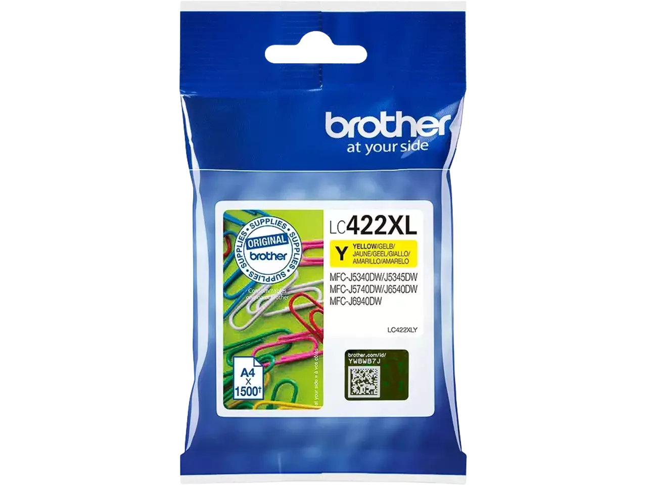 170005440301.webp LC422XLY BROTHER MFCJ Inkt geel HC 1500 pagina's - Afbeelding 1