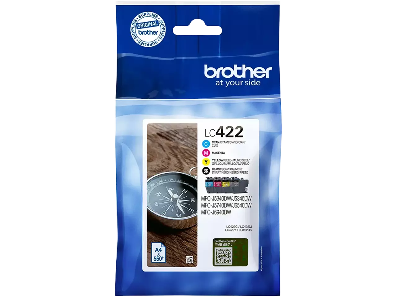 170005440302.webp LC422VAL BROTHER MFCJ Inkt (4) cmyk ST 4x550pagina's - Afbeelding 1