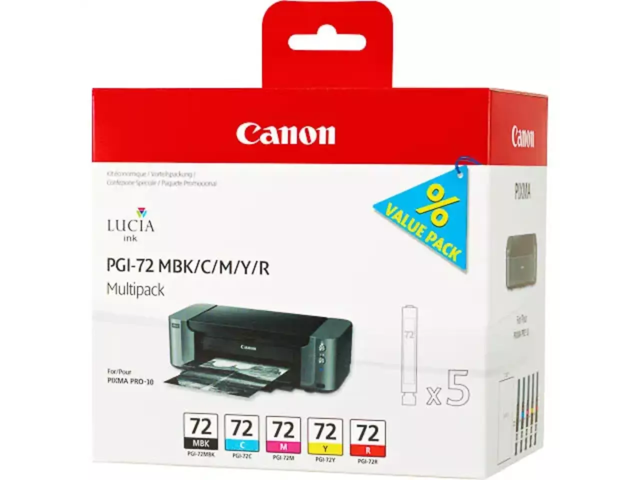 170008440797.webp 6402B009 CANON PGI72 Nr.72 Pixma Inkt (5) cmy mbk/r w/o SEC foto's Blister - Afbeelding 1
