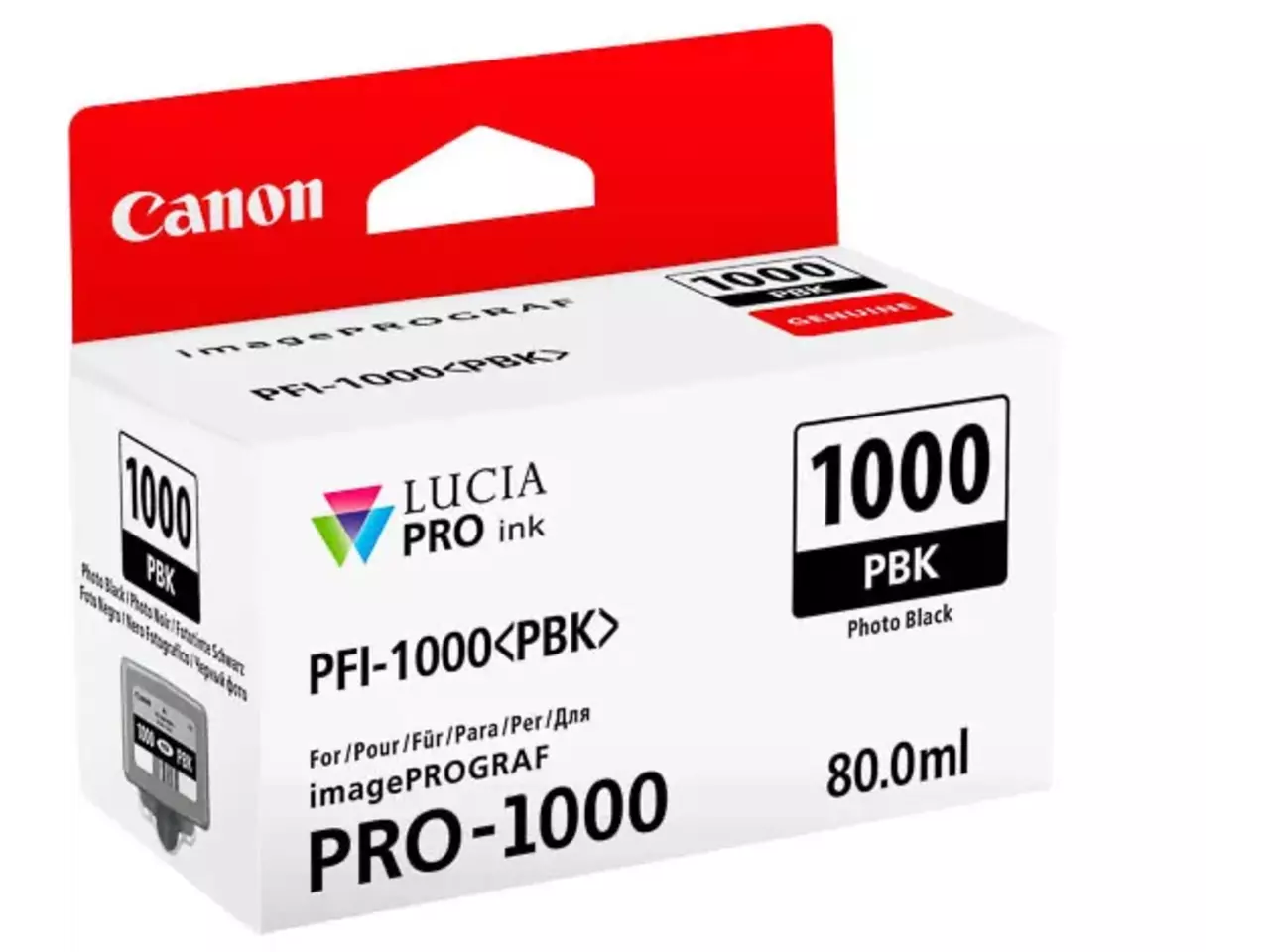 170008440799.webp 0546C001 CANON PFI1000PBK IPF Foto-inkt foto zwart 2205pagina's 80ml - Afbeelding 1