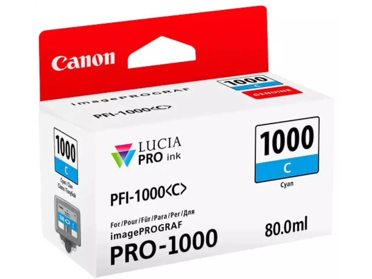 170008440800.webp 0547C001 CANON PFI1000C IPF Inkt cyaan 5025pagina's 80ml - Afbeelding 1