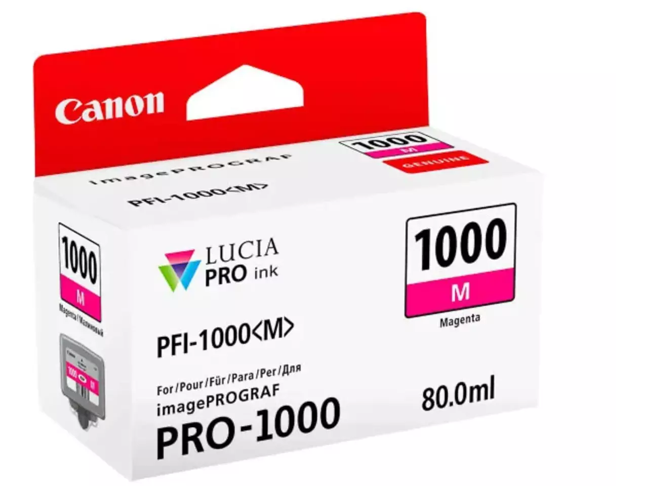 170008440801.webp 0548C001 CANON PFI1000M IPF Inkt magenta 5855pagina's 80ml - Afbeelding 1