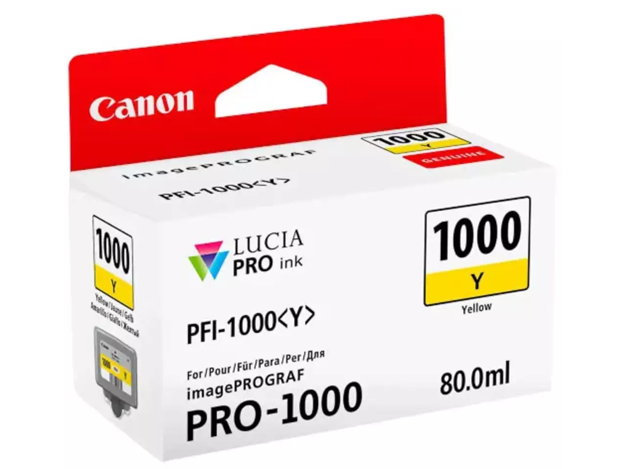 170008440802.webp 0549C001 CANON PFI1000Y IPF Inkt geel 3365pagina's 80ml - Afbeelding 1