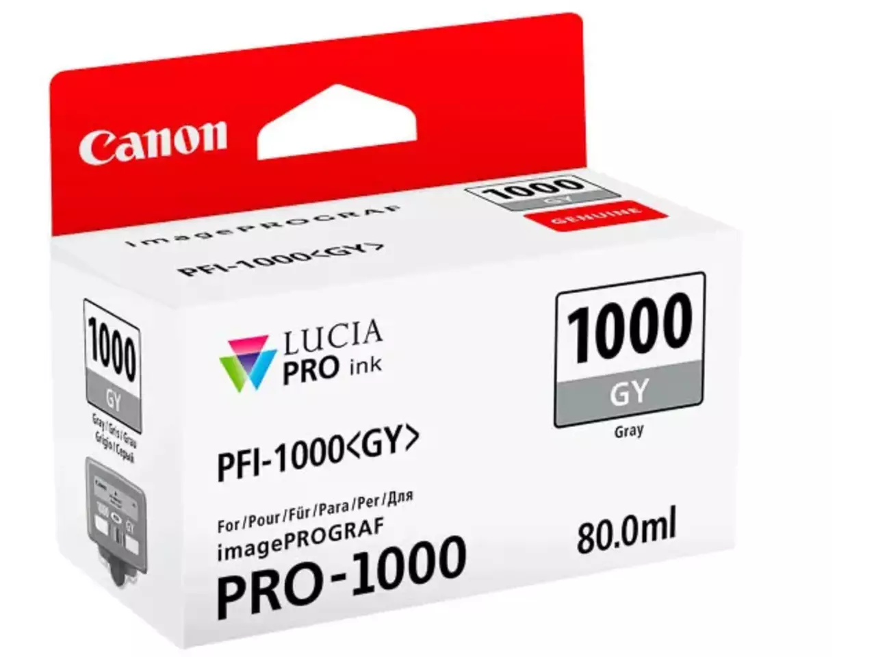 170008440805.webp 0552C001 CANON PFI1000GY IPF Inkt grijs 1465pagina's 80ml - Afbeelding 1