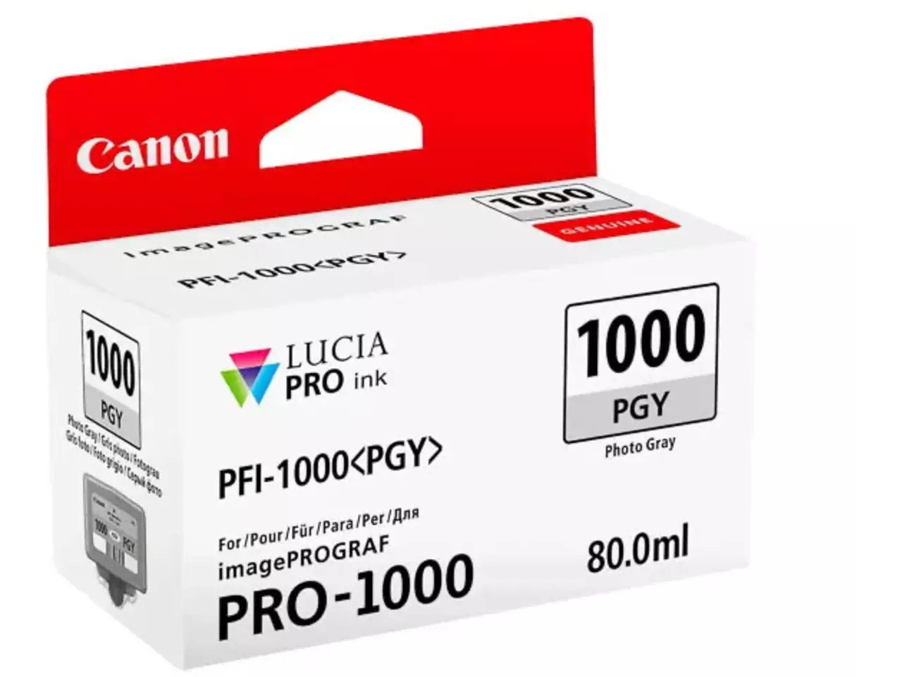 170008440806.webp 0553C001 CANON PFI1000PGY IPF Foto-inkt foto grijs 3165pagina's 80ml - Afbeelding 1
