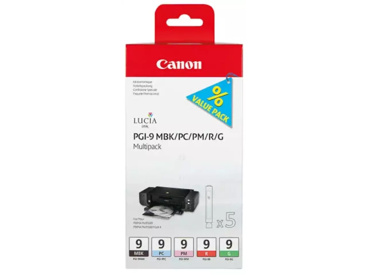 170008440828.webp 1034B013 CANON PGI9 Nr.9 Pixma Inkt (5) cmy pbk/gy w/o SEC foto's Blister - Afbeelding 1
