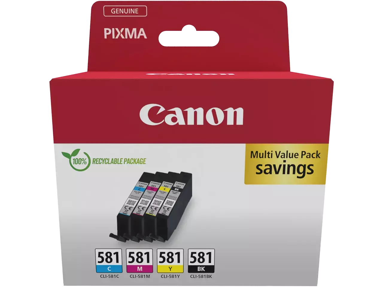 170008441095.webp 2103C007 CANON CLI581 Pixma TS TR Inkt (4) cmyk ST w/o SEC Cardboard 4x5,6ml - Afbeelding 1
