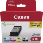 1998C007 CANON CLI581XXL Pixma TS TR Inkt (4) cmyk EHC w/o SEC Cardboard
