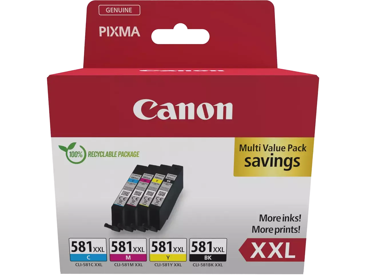 170008441098.webp 1998C007 CANON CLI581XXL Pixma TS TR Inkt (4) cmyk EHC w/o SEC Cardboard - Afbeelding 1