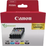 2078C008 CANON PGI580/CLI581 TS Inkt (5) cmykk ST SEC Cardboard 11,2+4x5,6ml