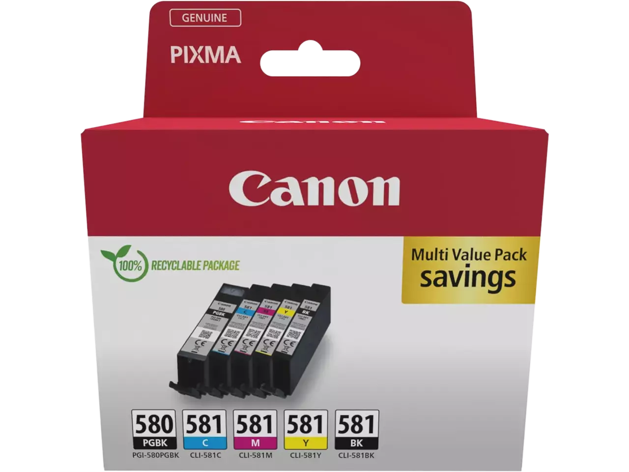 170008441100.webp 2078C008 CANON PGI580/CLI581 TS Inkt (5) cmykk ST SEC Cardboard 11,2+4x5,6ml - Afbeelding 1