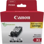 0318C010 CANON PGI570XL Pixma MG Inkt (2) zwart HC SEC Cardboard 2x22ml