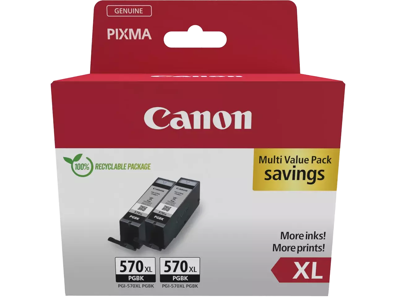 170008441105.webp 0318C010 CANON PGI570XL Pixma MG Inkt (2) zwart HC SEC Cardboard 2x22ml - Afbeelding 1