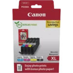 6443B008 CANON CLI551XL Pixma Inkt+Fotopapier (4) cmy pbk HC w/o SEC