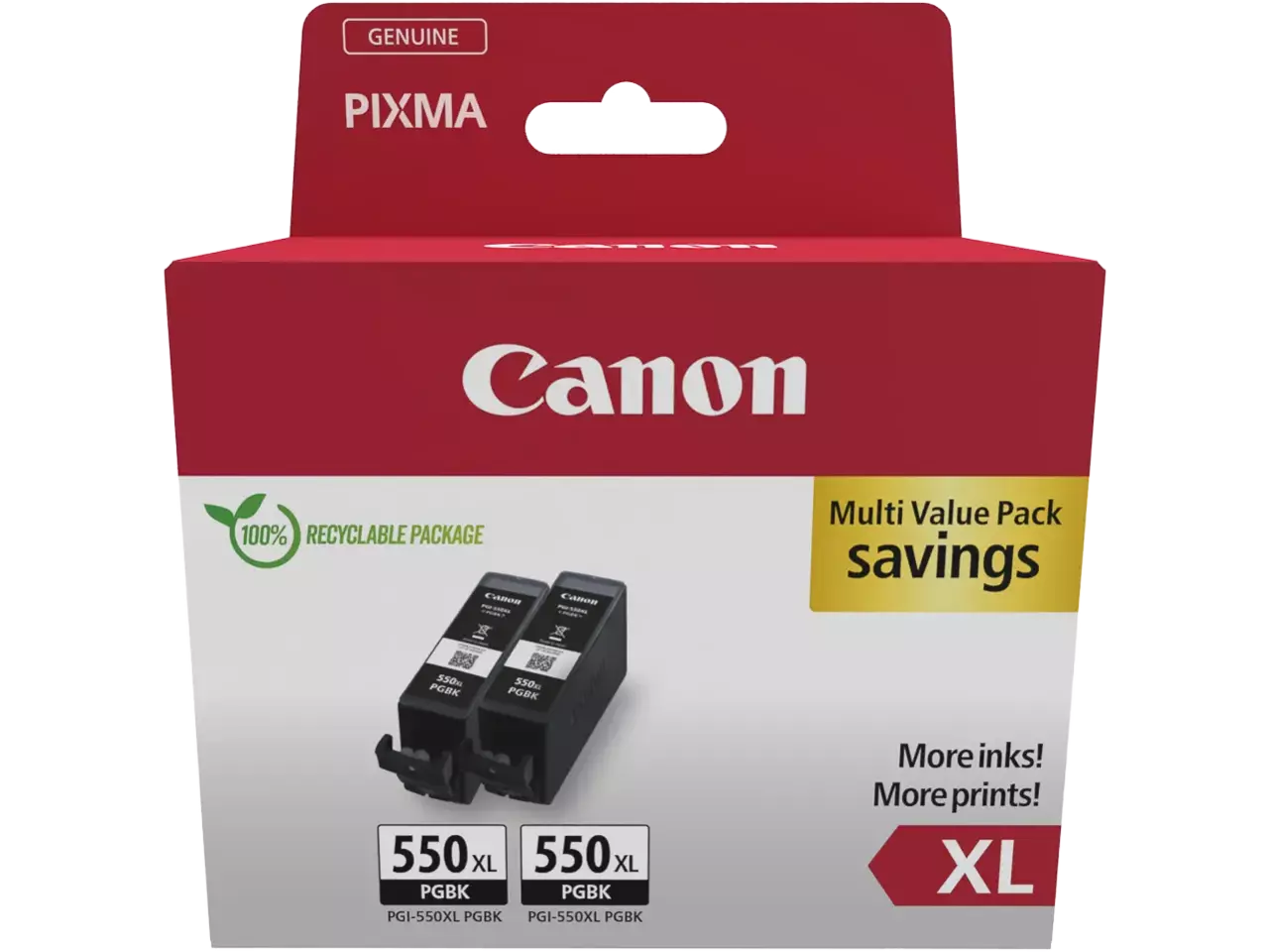 170008441109.webp 6431B010 CANON PGI550XLPGBK Pixma Inkt (2) zwart HC SEC 2x500pagina's Cardboard - Afbeelding 1