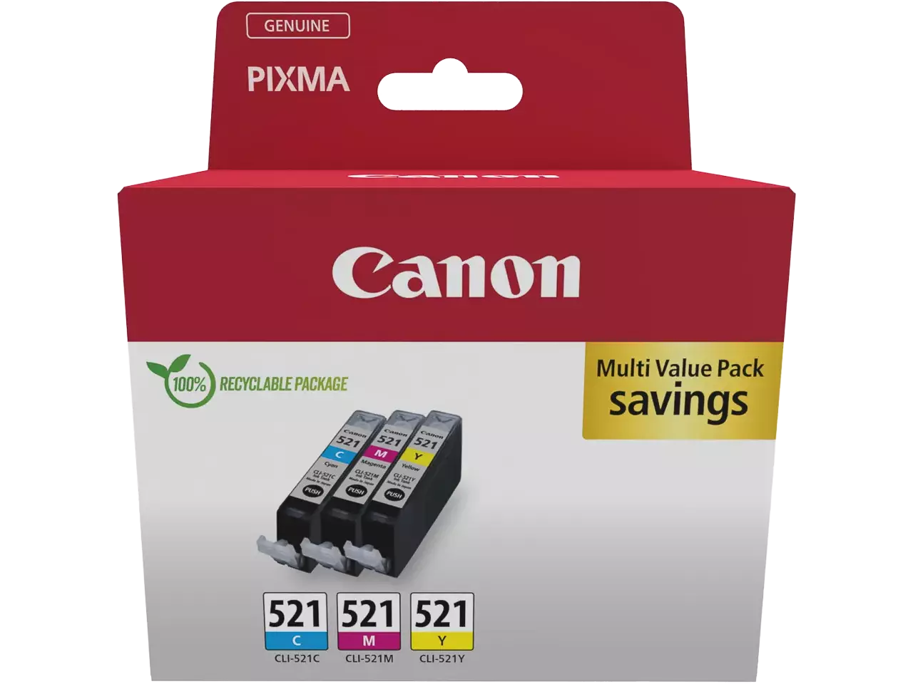 170008441115.webp 2934B016 CANON CLI521Z Pixma MP Inkt (3) cmy SEC Cardboard 3x9ml - Afbeelding 1
