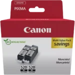 2932B019 CANON PGI520BK Pixma MP Inkt (2) zwart w/o SEC 2x160pagina's 2x19ml