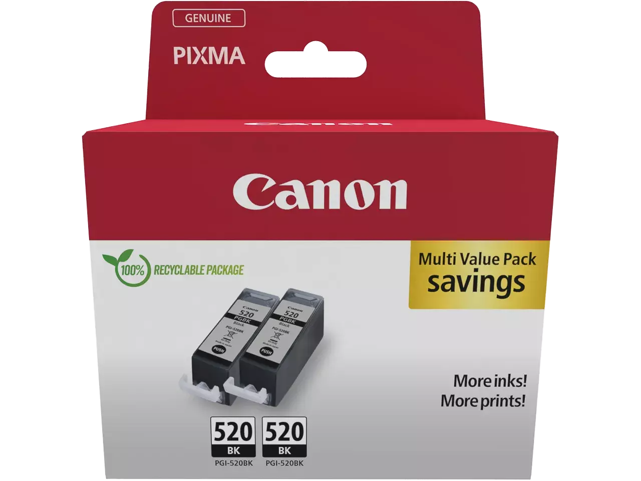 170008441116.webp 2932B019 CANON PGI520BK Pixma MP Inkt (2) zwart w/o SEC 2x160pagina's 2x19ml - Afbeelding 1
