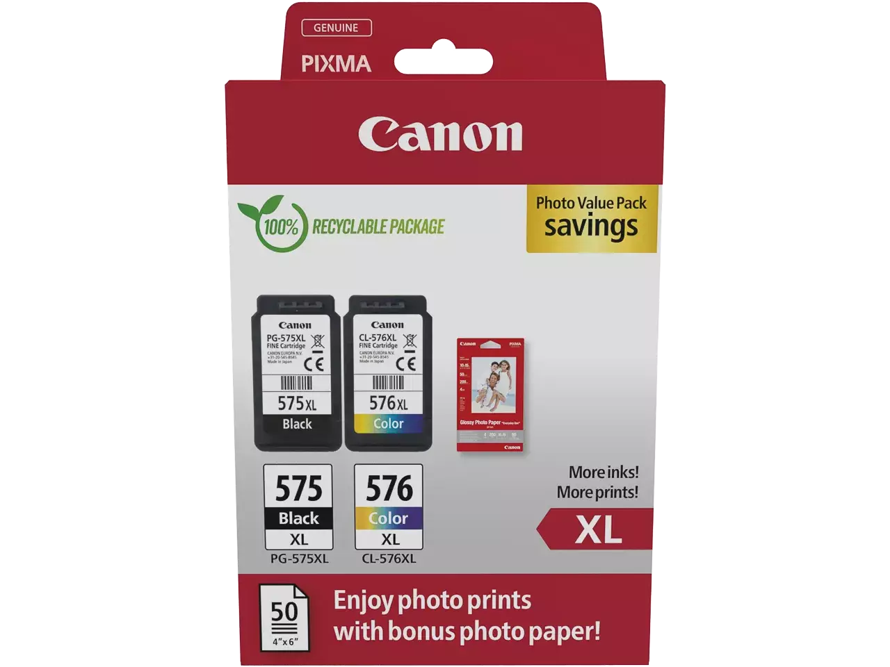 170008441148.webp 5437C006 CANON PG575XL/CL576XL Pixma TR TS Inkt+Fotopapier (2) HC - Afbeelding 1