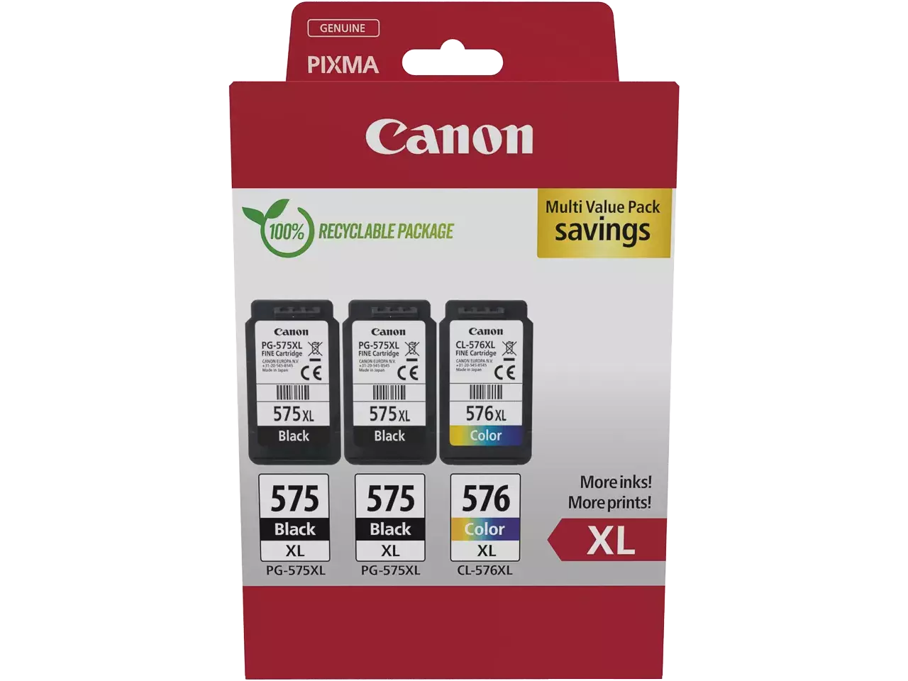 170008441150.webp 5437C004 CANON 2xPG575XL/CL576XL Pixma TR TS Inkt (3) zwart-kleur HC - Afbeelding 1