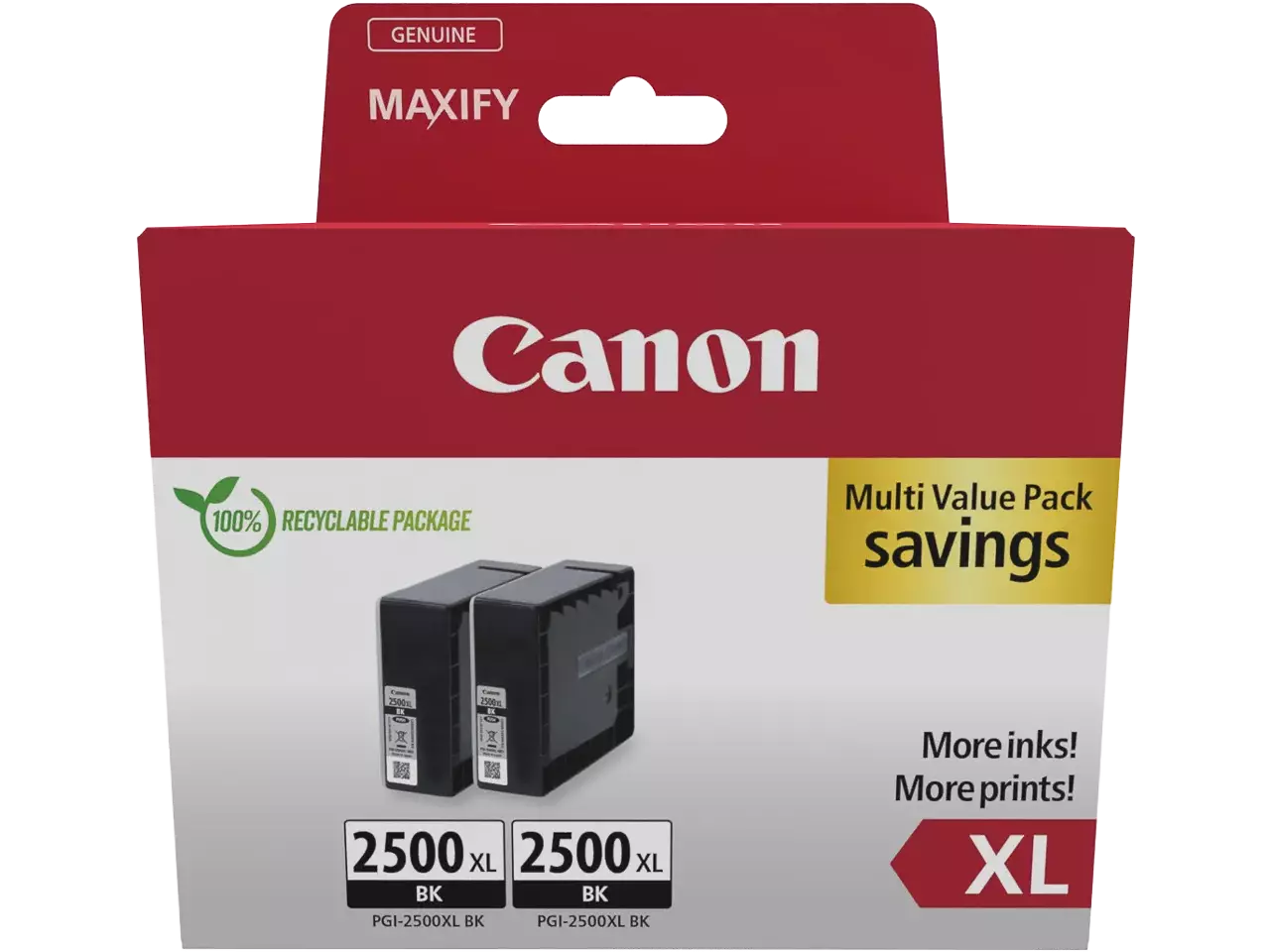 170008441152.webp 9254B011 CANON PGI2500XL Maxify MB Inkt (2) zwart HC 2x2500pagina's Cardboard - Afbeelding 1