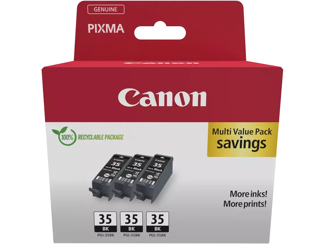 170008441153.webp 1509B028 CANON PGI35BK Pixma Inkt (3) zwart 3x191pagina's Cardboard - Afbeelding 1